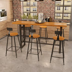 Industrial Wood Bar Table Set with Black Metal Base