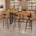 Industrial Wood Bar Table Set with Black Metal Base