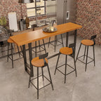 Industrial Wood Bar Table Set with Black Metal Base