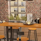 Industrial Wood Bar Table Set with Black Metal Base