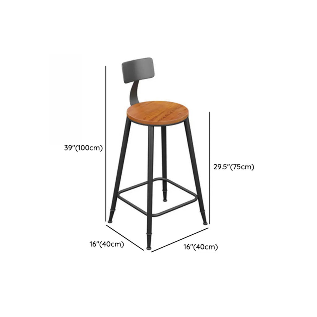 Industrial Wood Bar Table Set with Black Metal Base