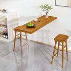 Modern Brown Bar Set with Wood Seating and Footrest