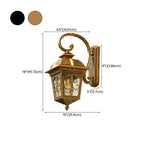 Vintage Bronze Lantern Wall Sconce with Curved Arm
