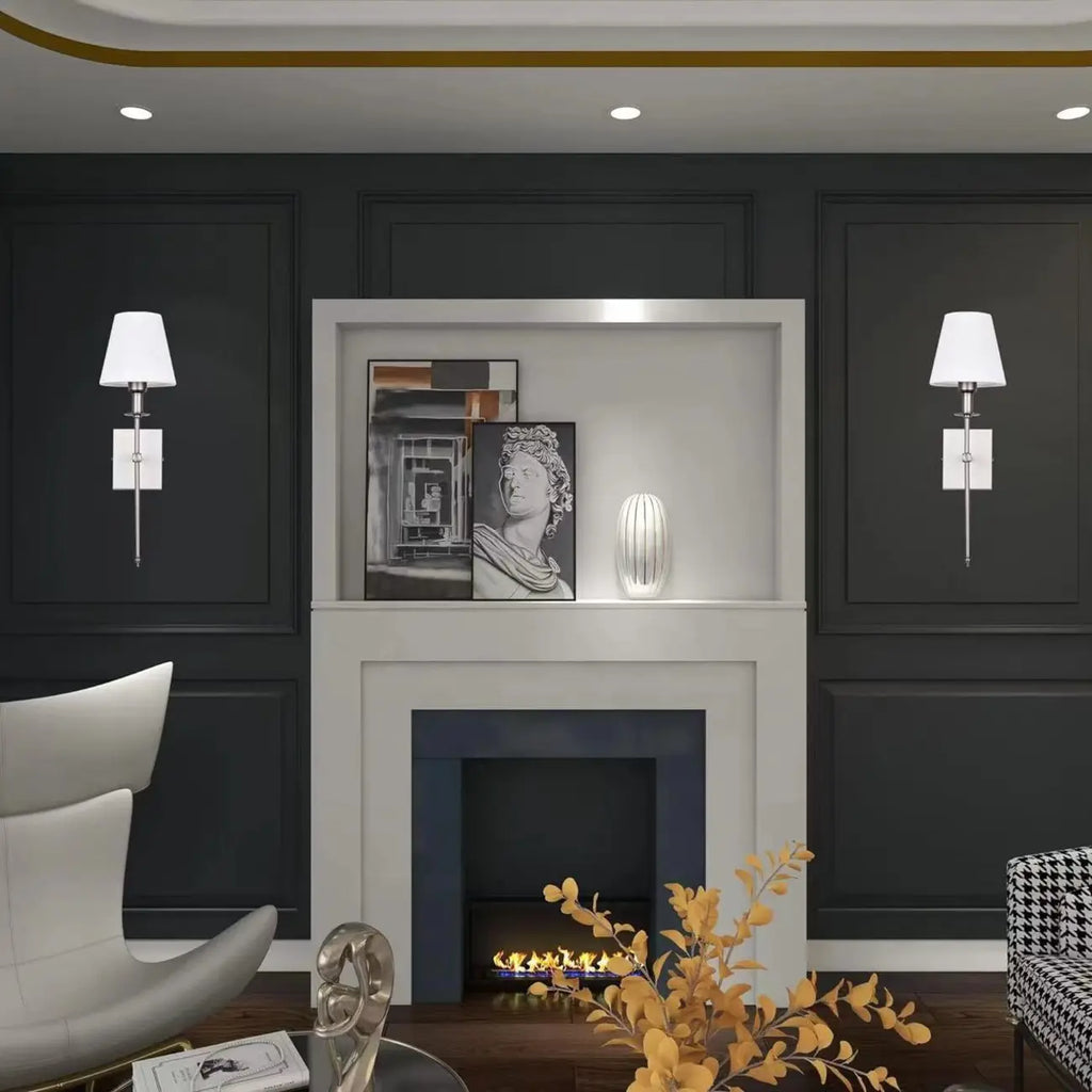 Modern Fabric LED Bath Vanity Light with Wall Mount Design