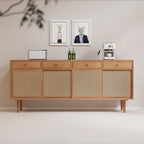 Nordic Minimalist Rattan Cabinet with Free-Standing Design