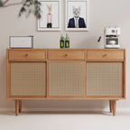Nordic Minimalist Rattan Cabinet with Free-Standing Design