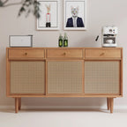 Nordic Minimalist Rattan Cabinet with Free-Standing Design