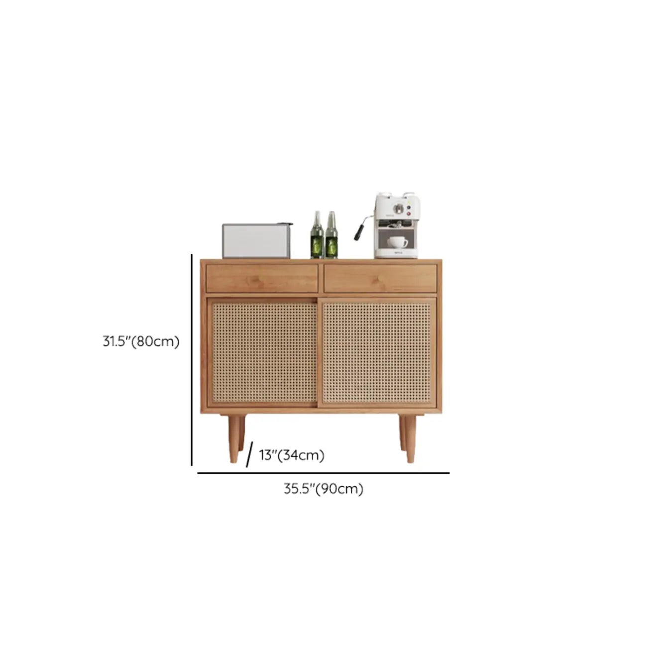 Nordic Minimalist Rattan Cabinet with Free-Standing Design