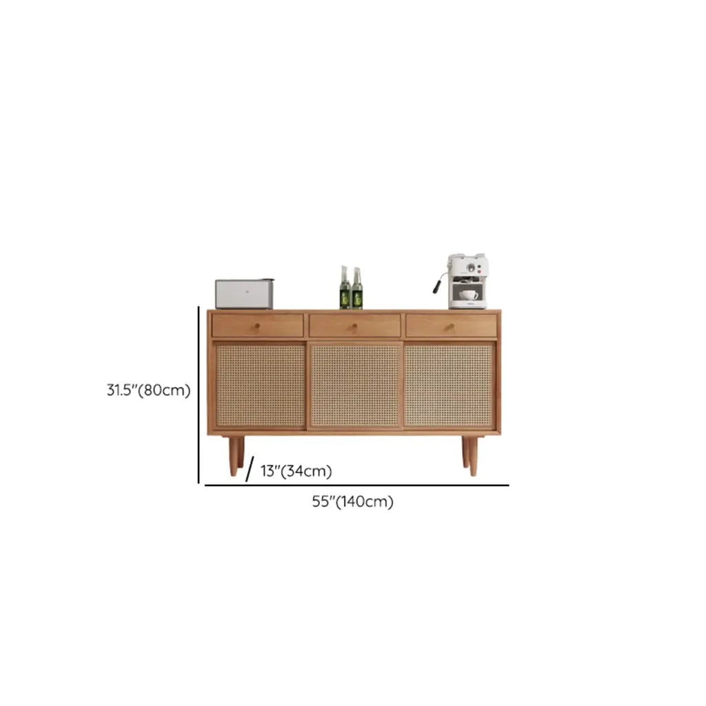 Nordic Minimalist Rattan Cabinet with Free-Standing Design