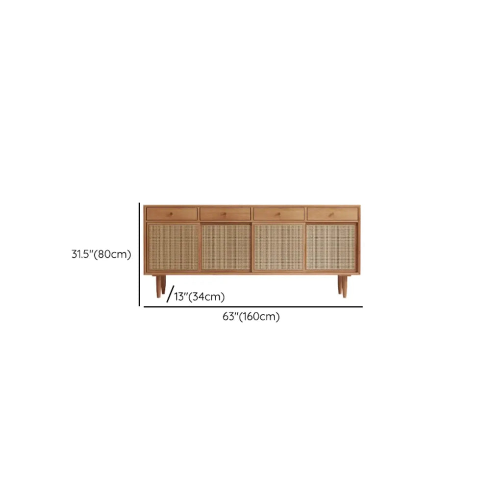 Nordic Minimalist Rattan Cabinet with Free-Standing Design