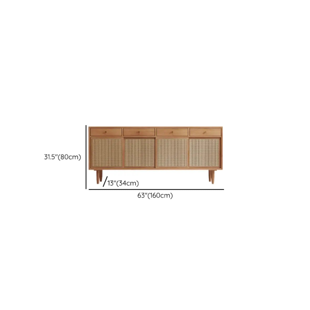 Nordic Minimalist Rattan Cabinet with Free-Standing Design