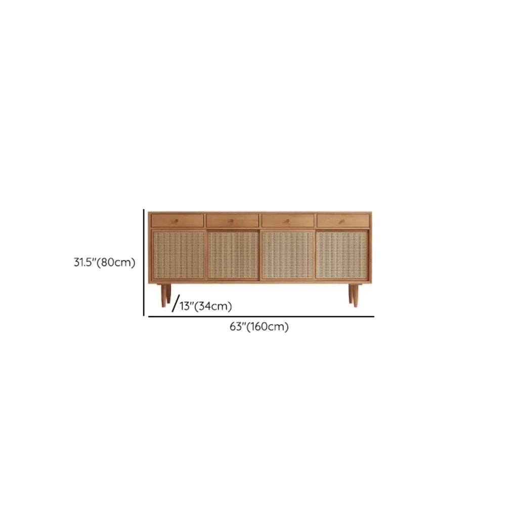 Nordic Minimalist Rattan Cabinet with Free-Standing Design