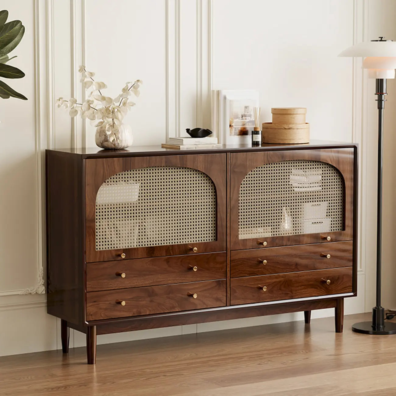 Retro Brown Accent Cabinet for Parlor with 6 Size Options
