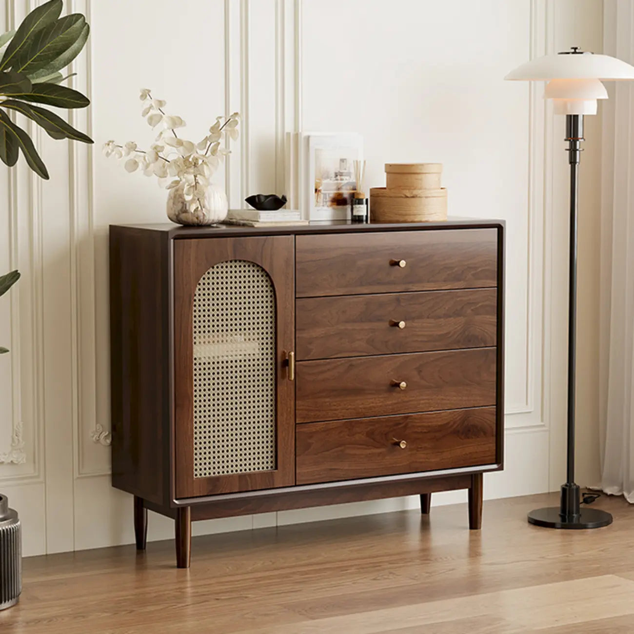 Retro Brown Accent Cabinet for Parlor with 6 Size Options