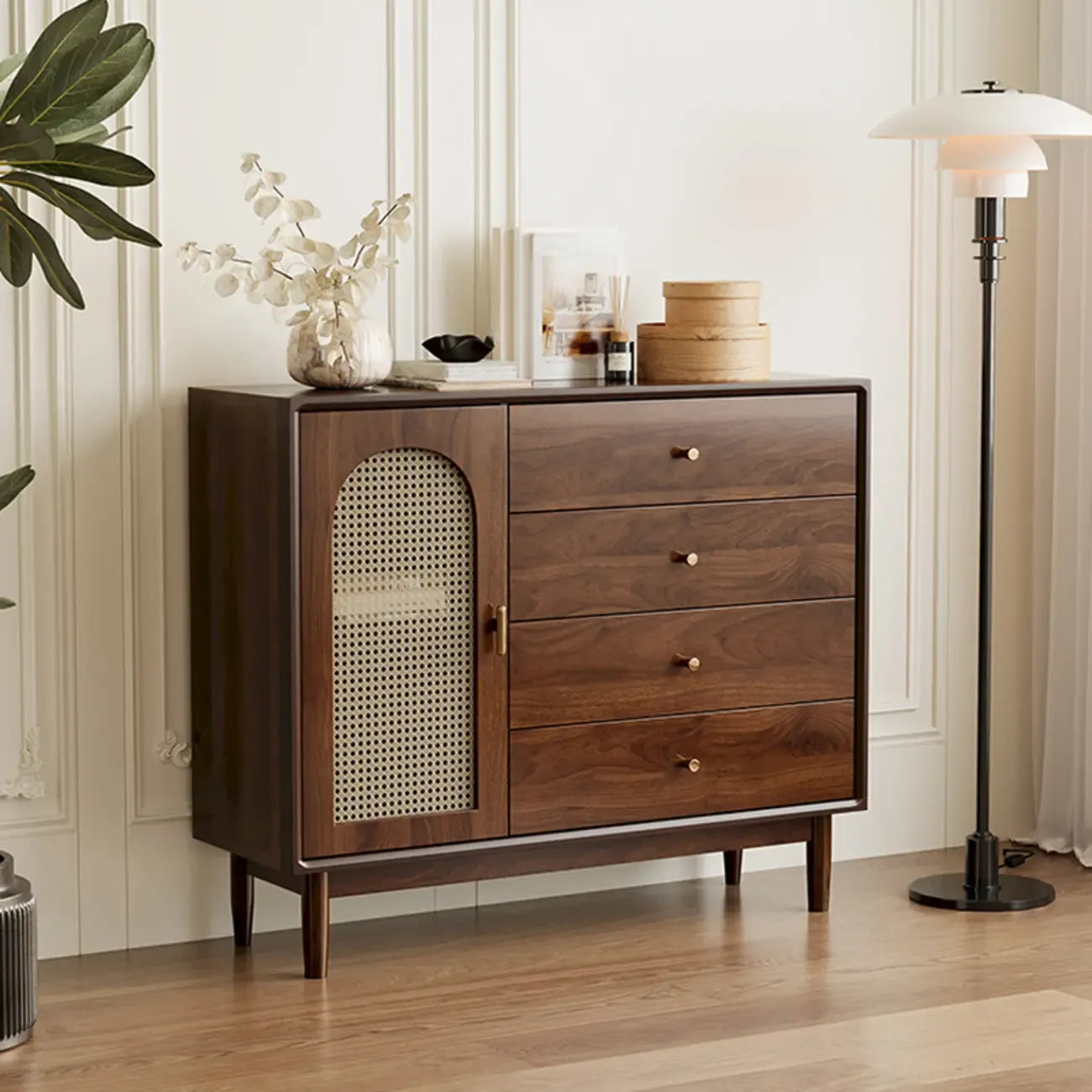 Retro Brown Accent Cabinet for Parlor with 6 Size Options