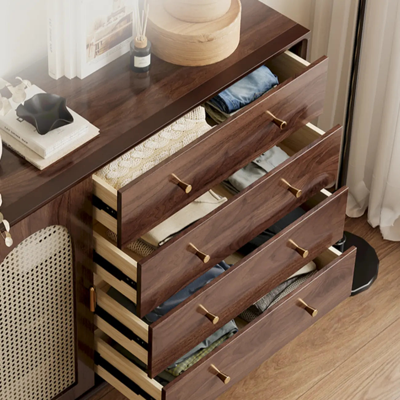 Retro Brown Accent Cabinet for Parlor with 6 Size Options