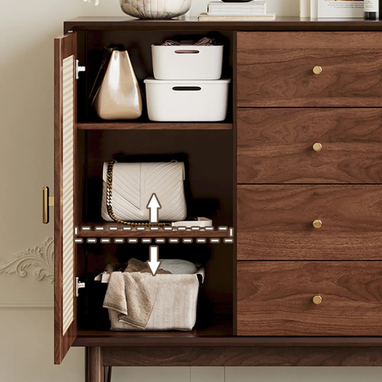 Retro Brown Accent Cabinet for Parlor with 6 Size Options