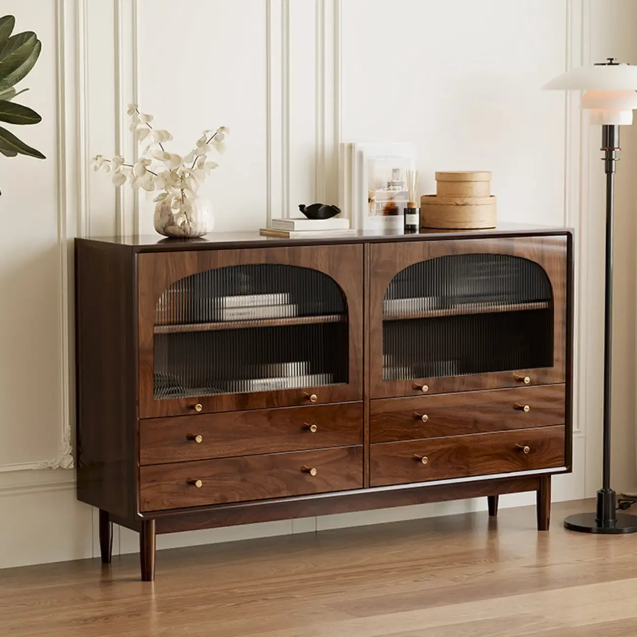 Retro Brown Accent Cabinet for Parlor with 6 Size Options