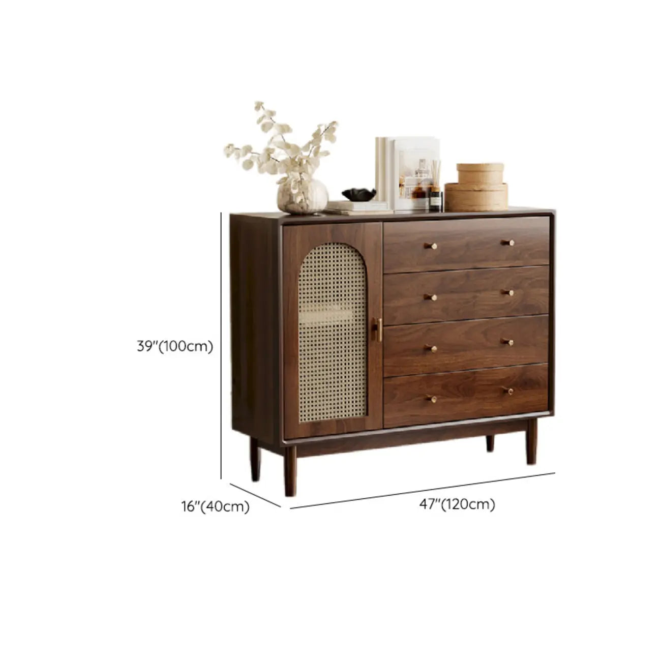 Retro Brown Accent Cabinet for Parlor with 6 Size Options