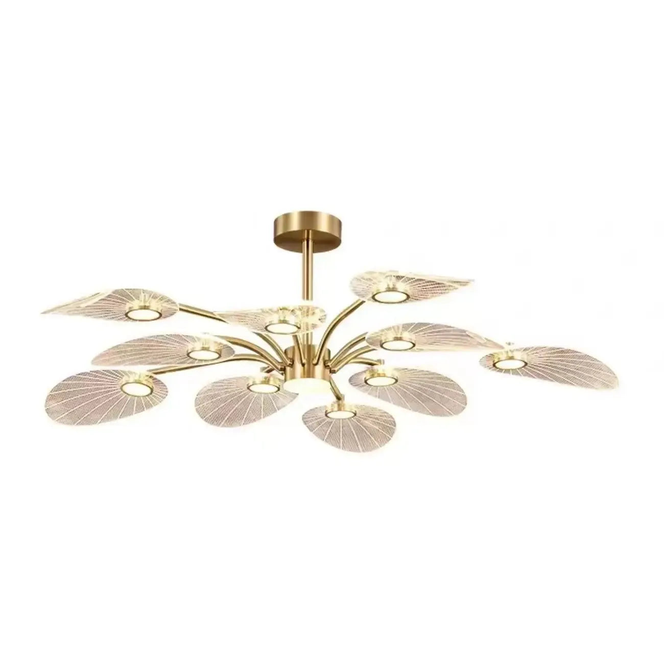 Luxury Leaf-Shaped Semi Flush LED Ceiling Light for Bedroom