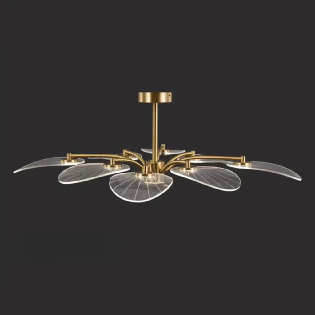 Luxury Leaf-Shaped Semi Flush LED Ceiling Light for Bedroom