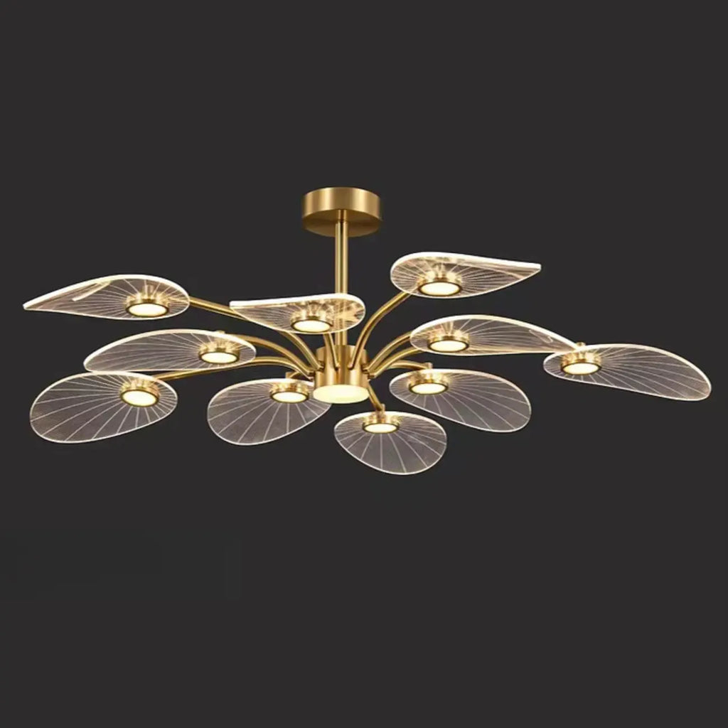 Luxury Leaf-Shaped Semi Flush LED Ceiling Light for Bedroom