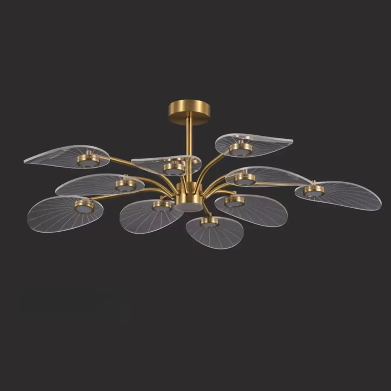 Luxury Leaf-Shaped Semi Flush LED Ceiling Light for Bedroom
