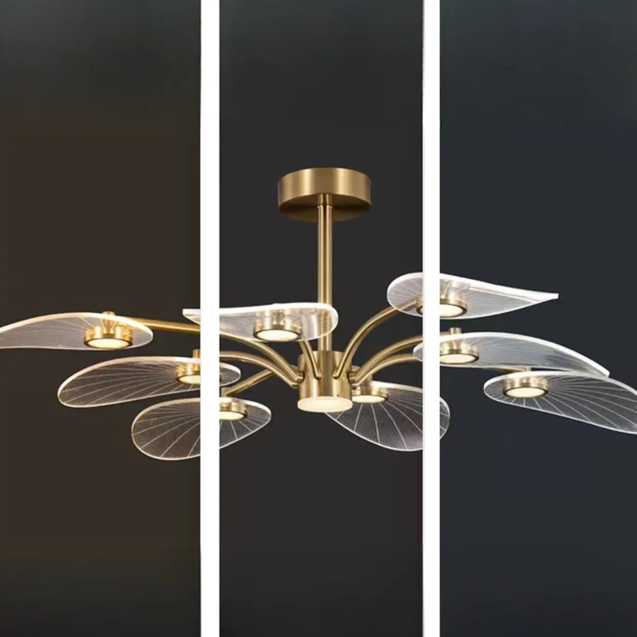 Luxury Leaf-Shaped Semi Flush LED Ceiling Light for Bedroom