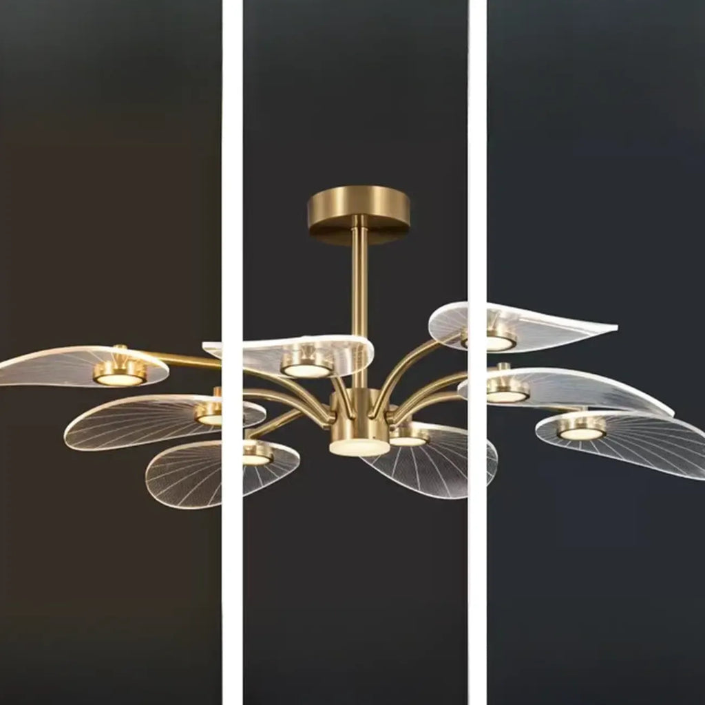 Luxury Leaf-Shaped Semi Flush LED Ceiling Light for Bedroom