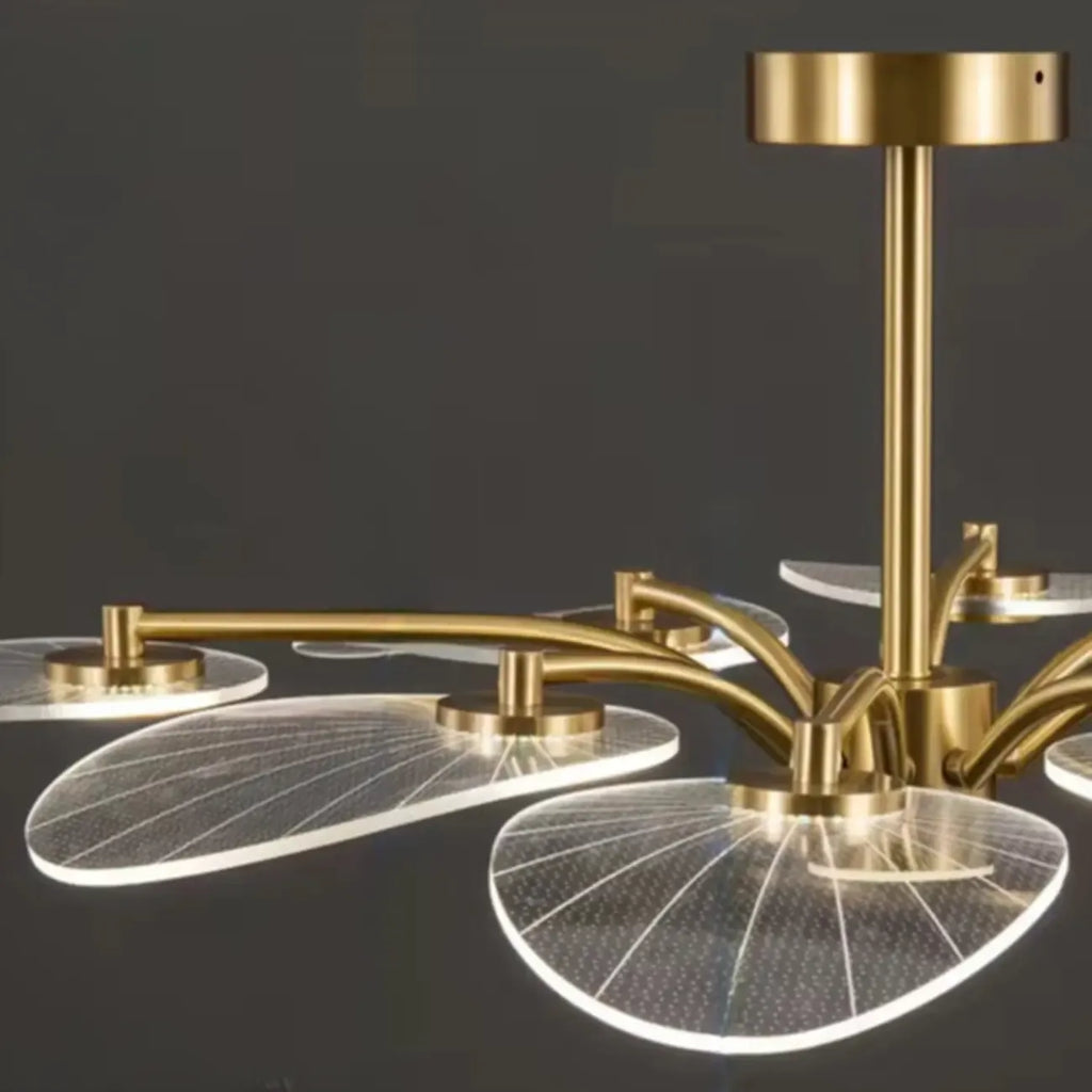 Luxury Leaf-Shaped Semi Flush LED Ceiling Light for Bedroom