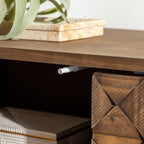 Modern Walnut Buffet Table with Drawers and Cabinets