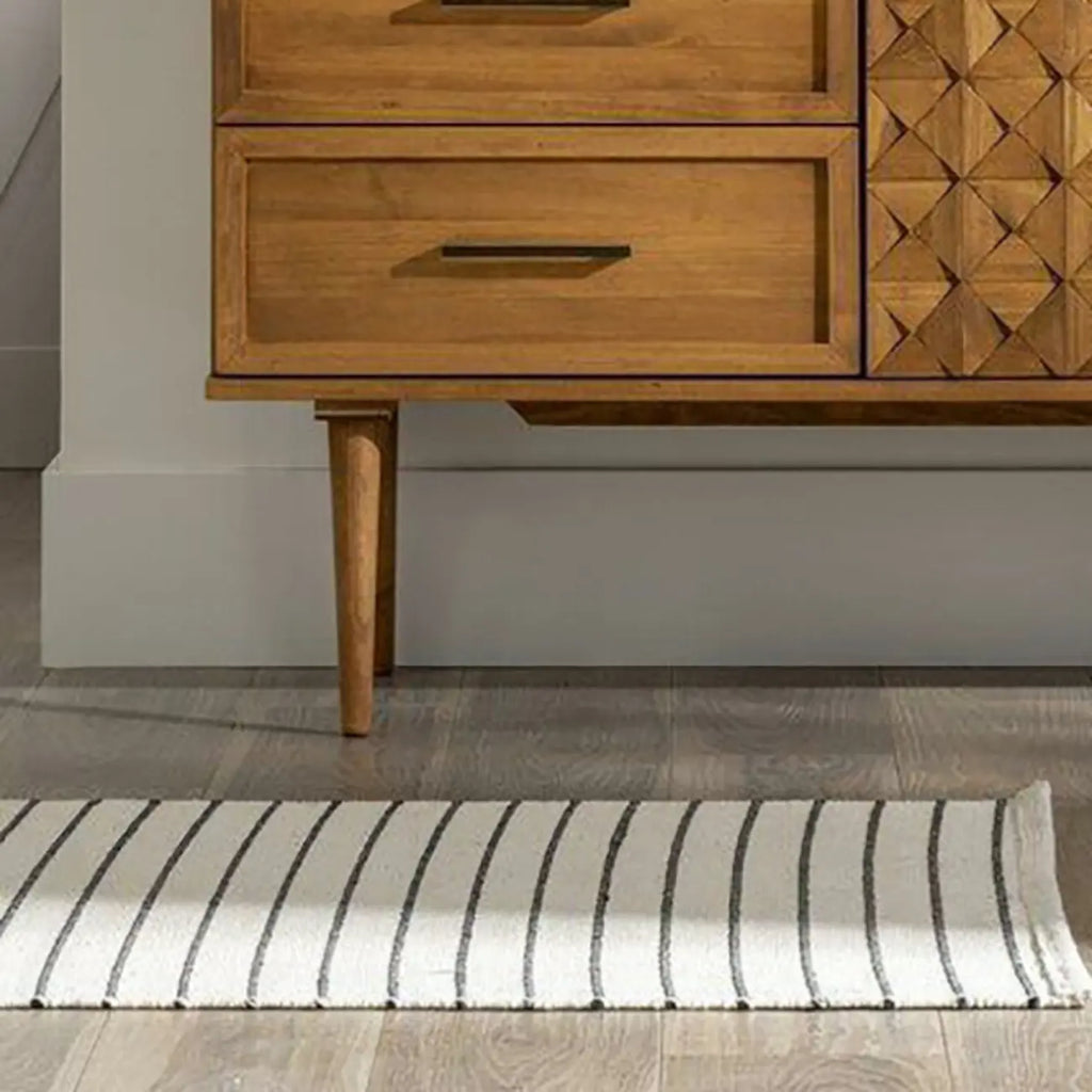 Modern Walnut Buffet Table with Drawers and Cabinets