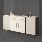 Glam White Sideboard with Stone Top and Drawers