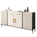 Glam White Sideboard with Stone Top and Drawers