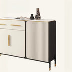Glam White Sideboard with Stone Top and Drawers