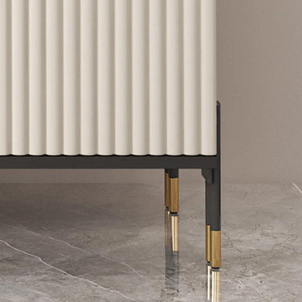 Glam White Sideboard with Stone Top and Drawers