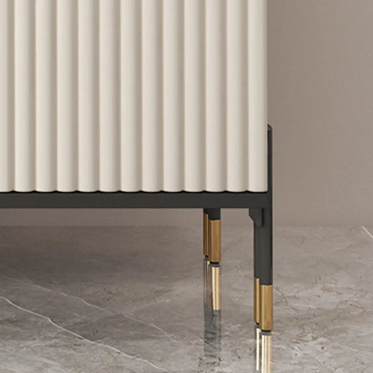 Glam White Sideboard with Stone Top and Drawers