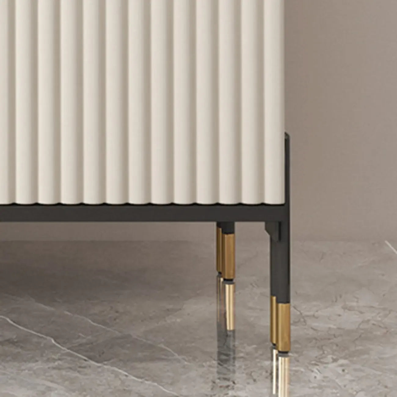 Glam White Sideboard with Stone Top and Drawers