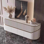 Modern White/Black Buffet Table with Cabinets