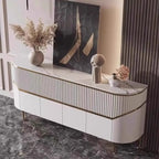 Modern White/Black Buffet Table with Cabinets