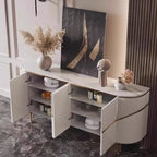 Modern White/Black Buffet Table with Cabinets