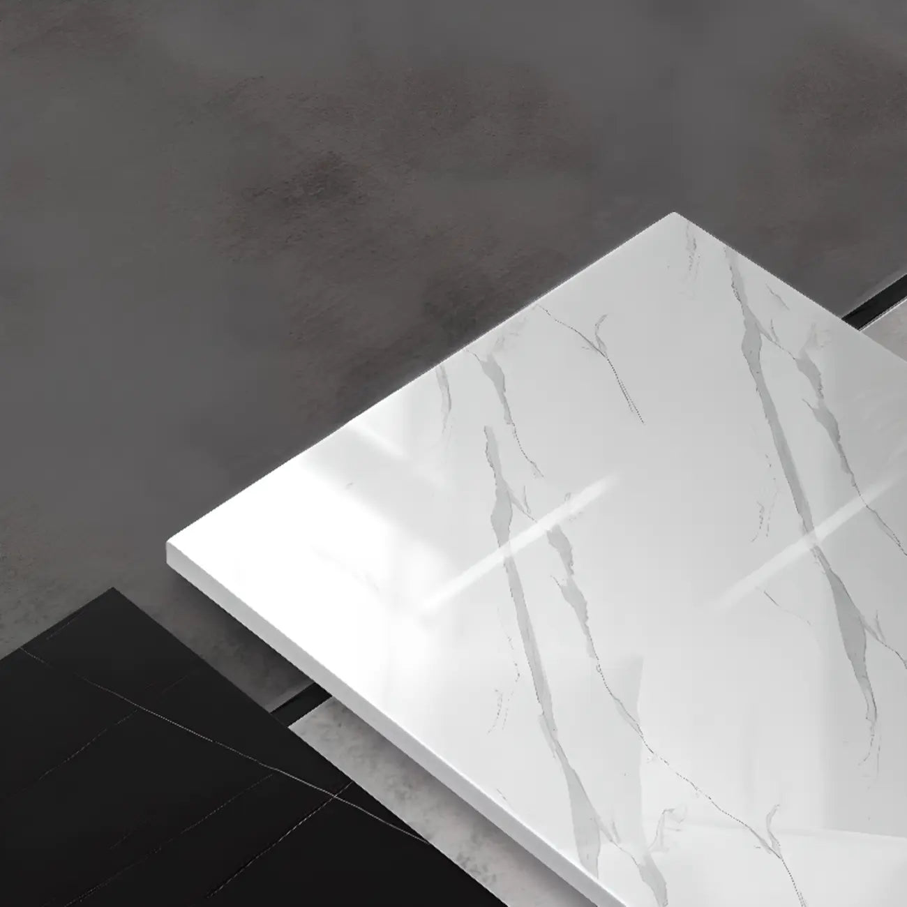 Modern White/Black Buffet Table with Cabinets