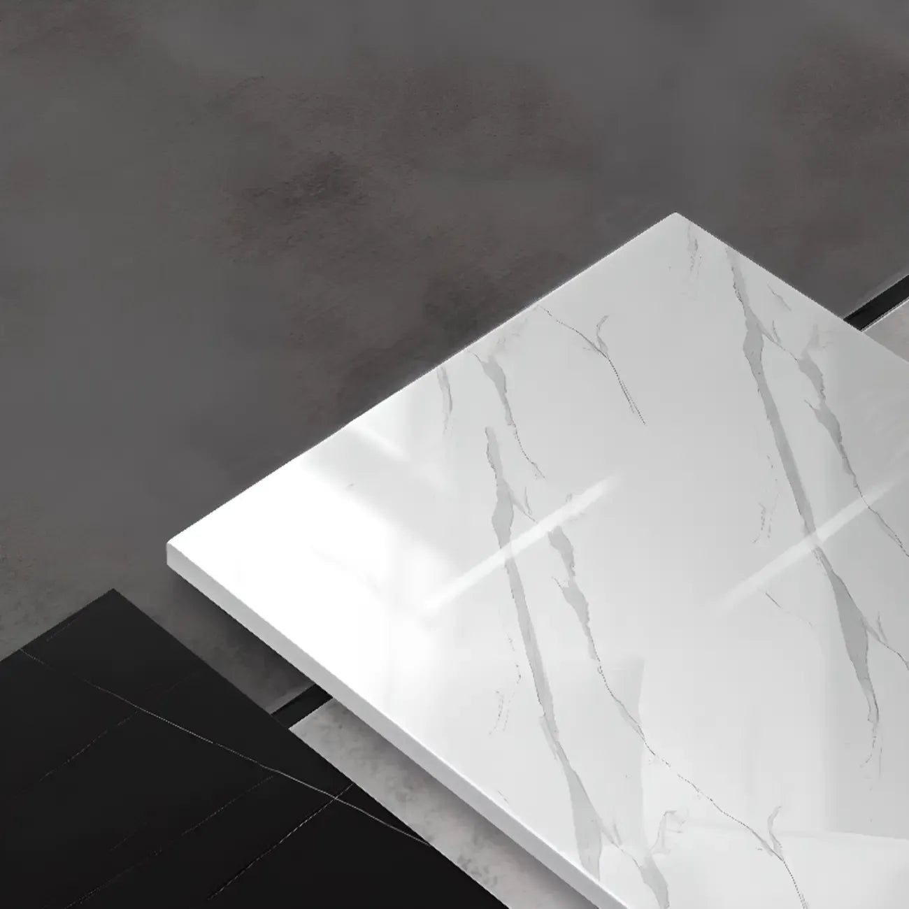 Modern White/Black Buffet Table with Cabinets