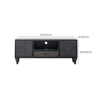 Mid-Century Rectangle Black Distressed Wood Carved Cabinet