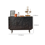 Mid-Century Rectangle Black Distressed Wood Carved Cabinet