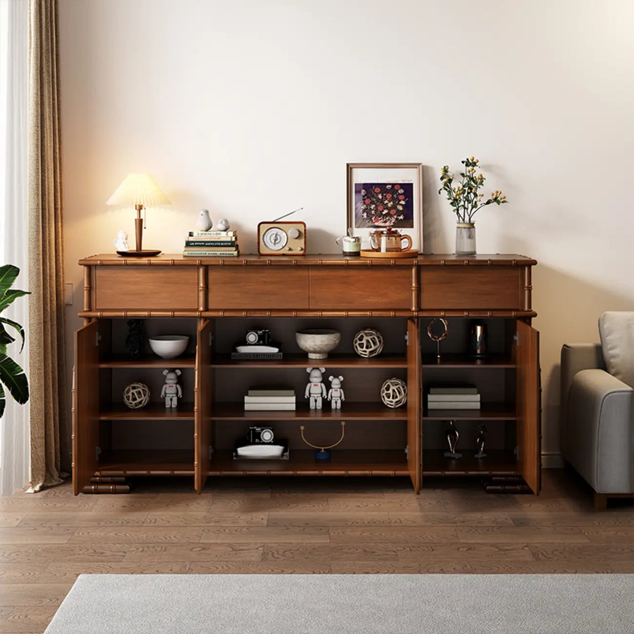 Modern Brown Wooden Sideboard with Storage