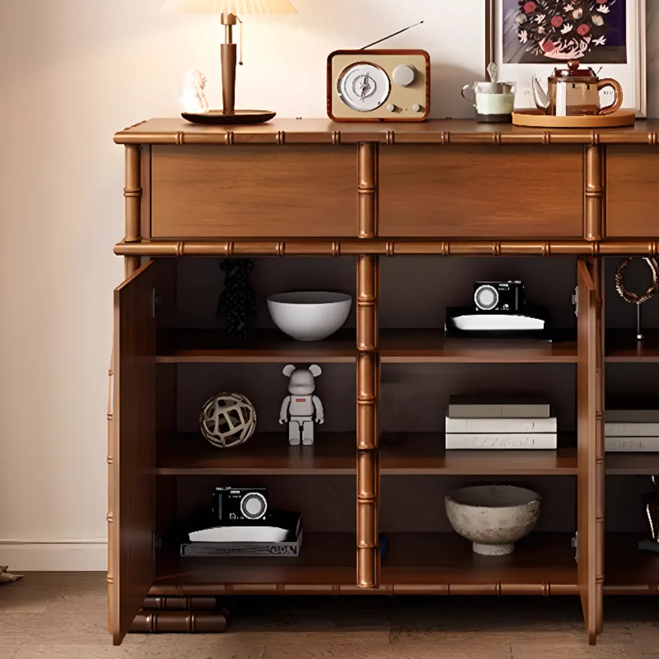 Modern Brown Wooden Sideboard with Storage