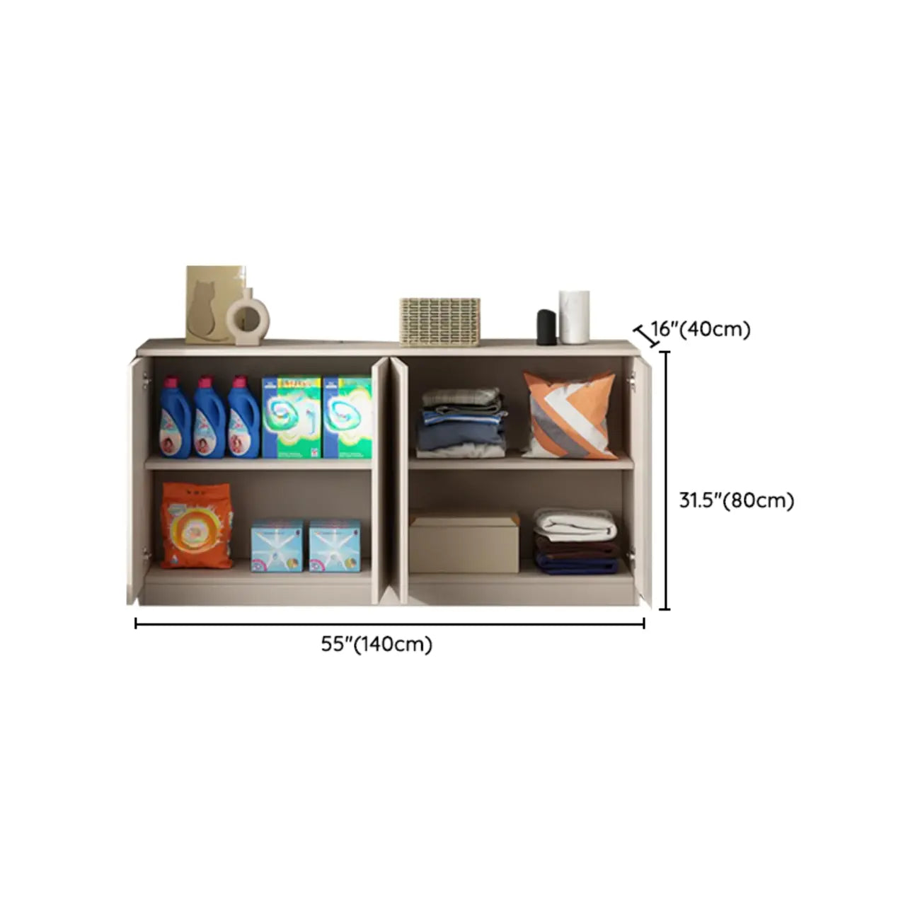 Modern Space-saving Accent Cabinet with Exterior Shelf