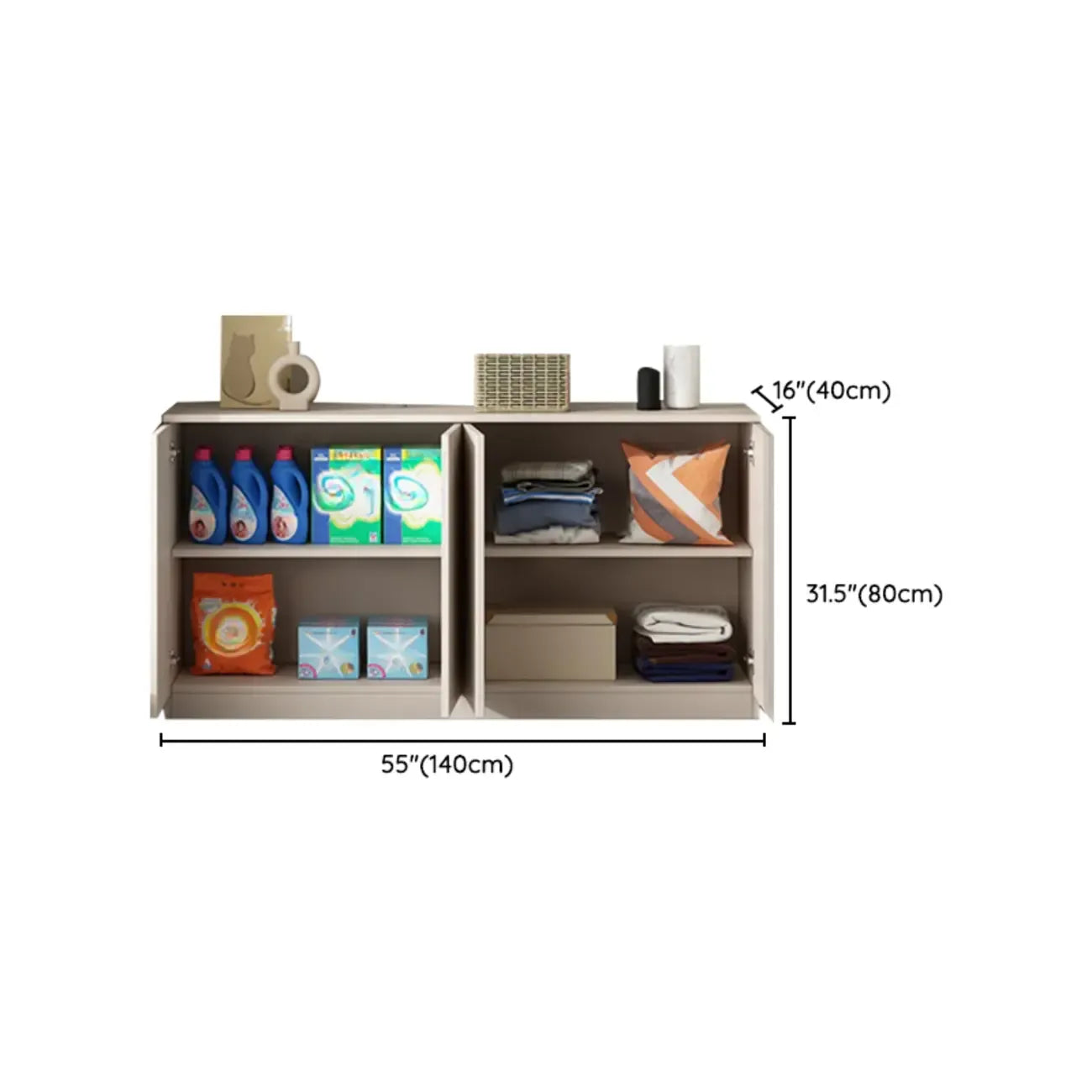 Modern Space-saving Accent Cabinet with Exterior Shelf