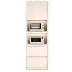 White Wooden Credenza with Drawers and Cabinets